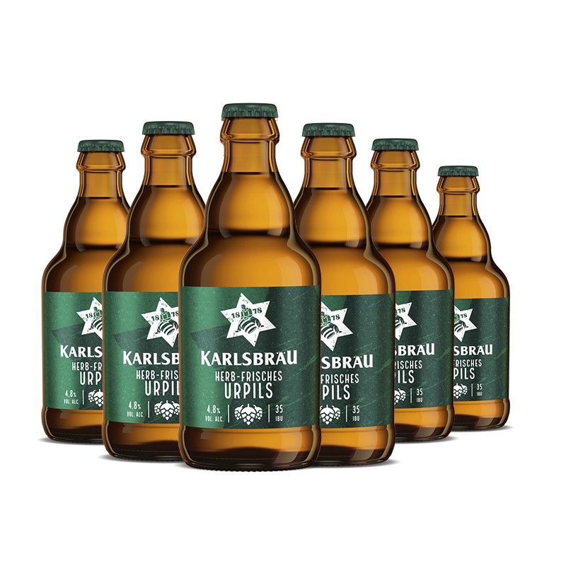 卡斯布鲁(karlsbr02u 经典皮尔森啤酒 330ml*6瓶 德国原装进口
