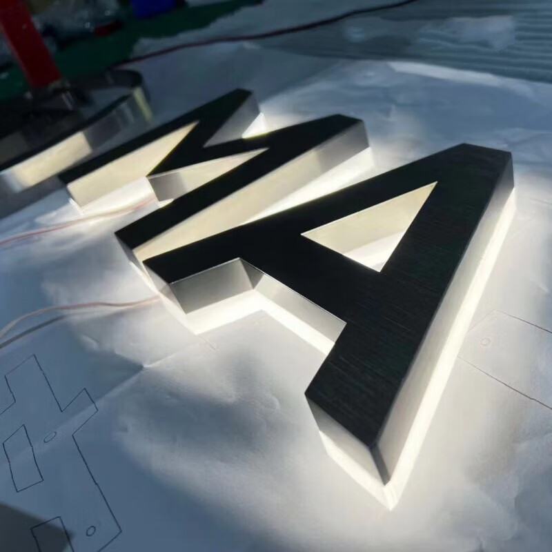 迷你树脂字不锈钢水晶背发光字简约户外广告牌金 黑色 背光字6500k