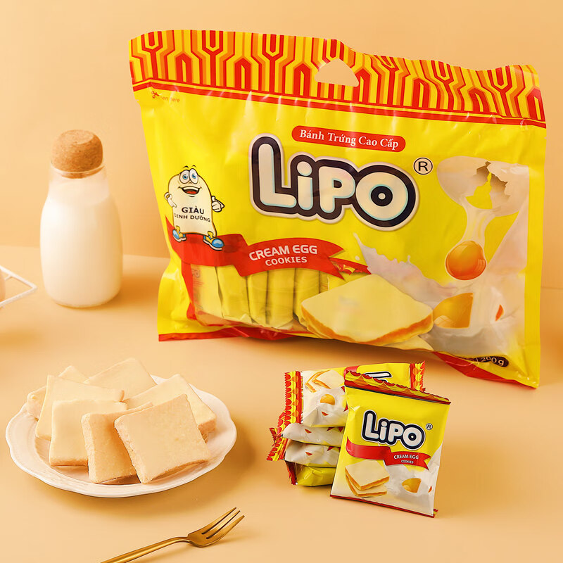 lipo饼干原味牛奶油榴莲黄油味零食解馋小零食早餐 奶油味200g*1袋(约