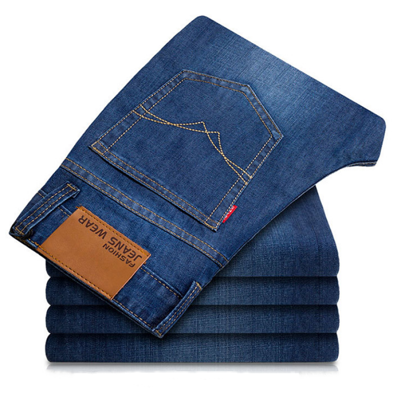 草东夏季薄款新款牛仔裤男修身弹力宽松直筒长裤子男中青年大码休闲