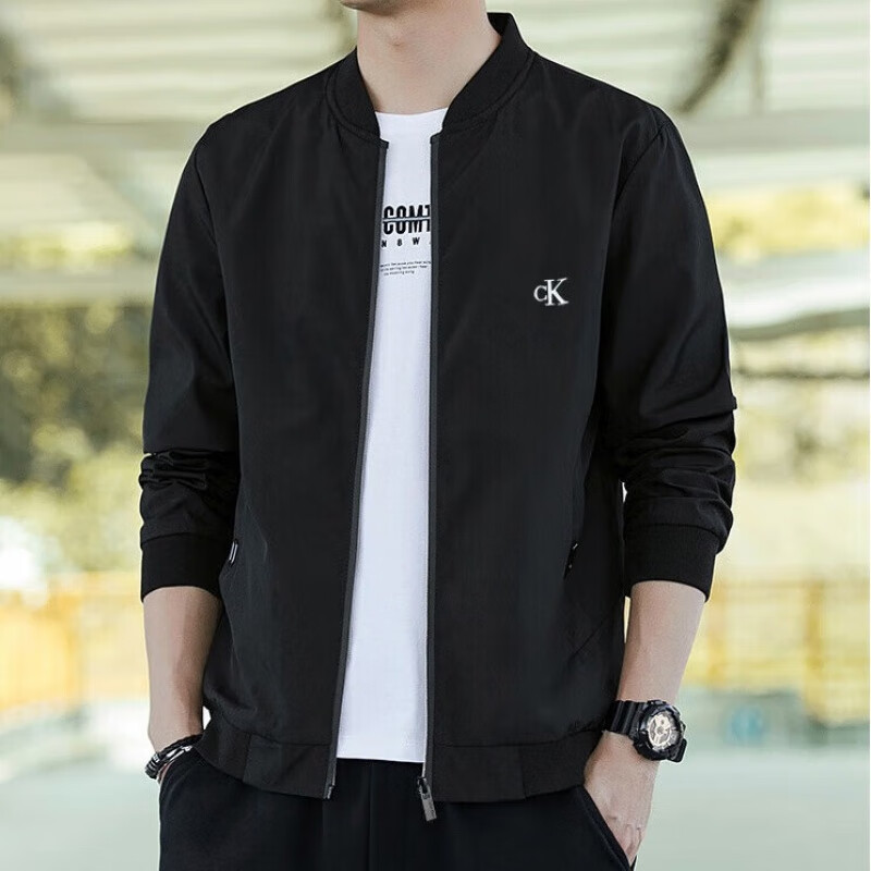 Canter Koala ck外套男 秋季男装春秋新款 夹克男长袖休闲风男士高端棒球服 ck无标黑色 4XL /195 建议185-200斤