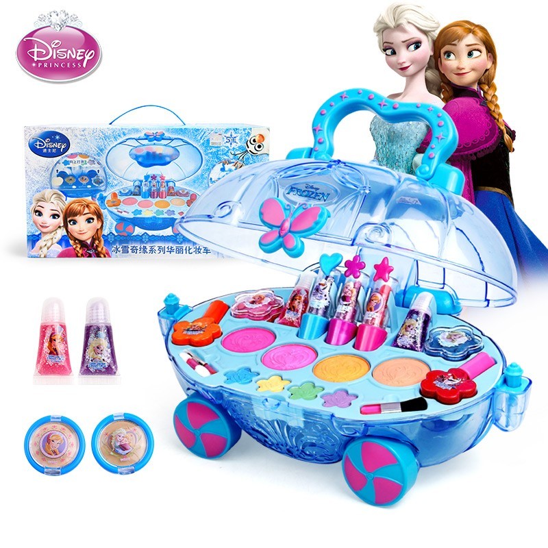 迪士尼（Disney）儿童化妆品套装指甲油口红眼影粉饼女孩生日六一儿童节礼物化妆车