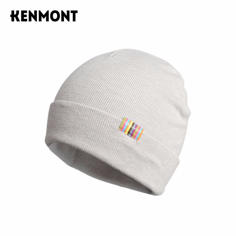 卡蒙（Kenmont）6-9岁儿童双层毛线帽可爱女宝宝冬季保暖帽子男孩时尚针织帽4652 浅灰色 54cm