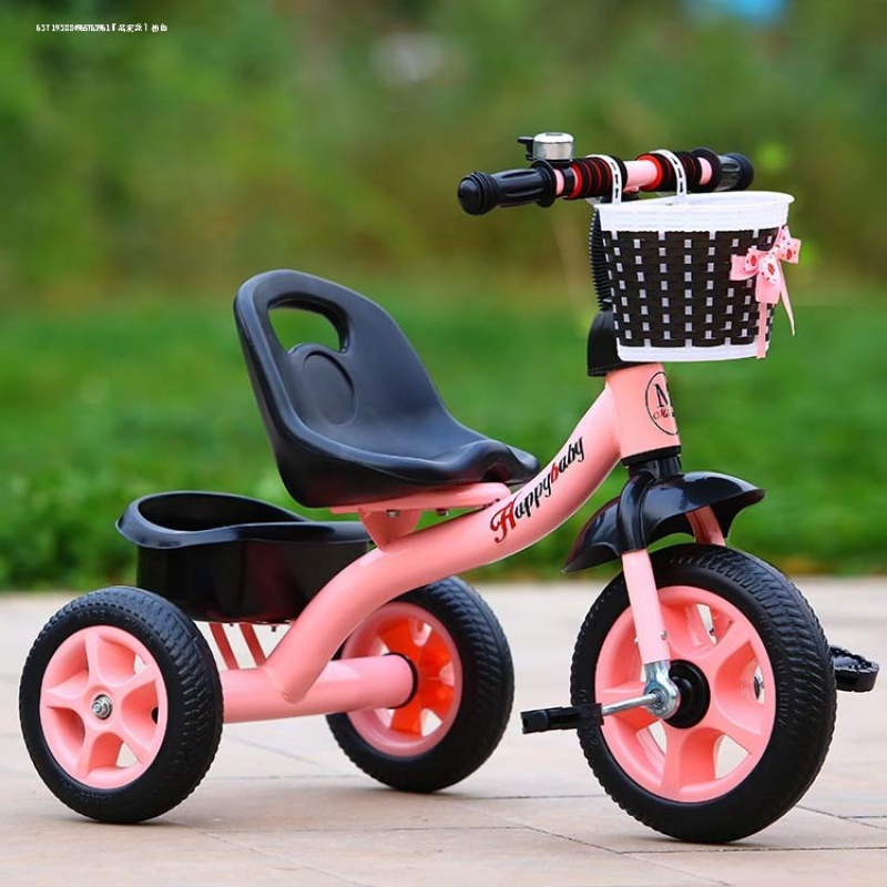 小三轮车儿童脚踏男女孩自行车宝宝骑车子可坐岁半多小孩的一岁 【高配款】粉色