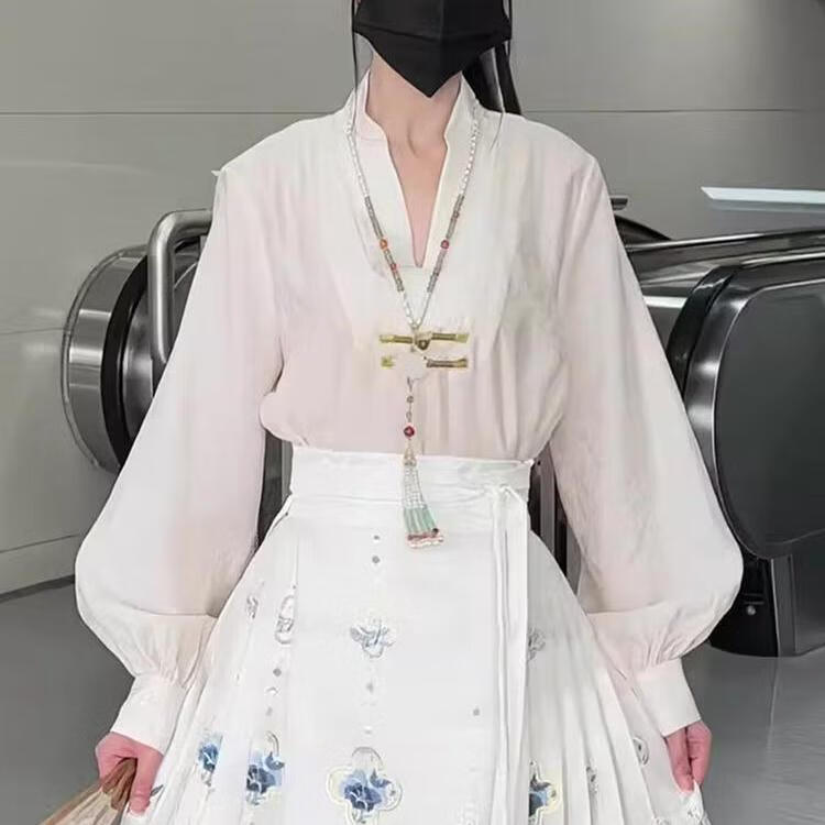 汉服成人女胖妹妹300斤加大码胖mm马面裙上衣搭配秋季长袖v领中国