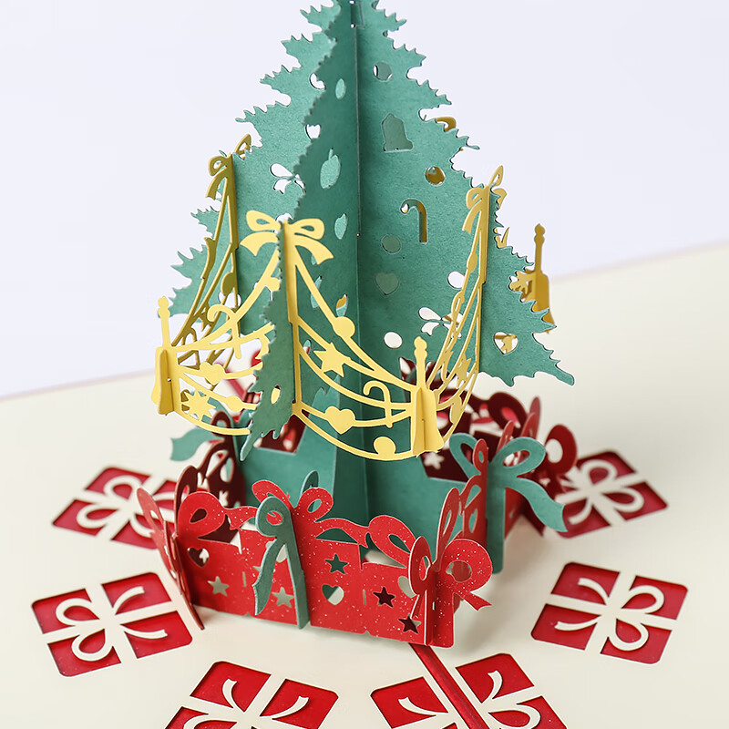 佳茉 立体圣诞贺卡创意圣诞树卡片圣诞节礼物圣诞活动礼品 圣诞树