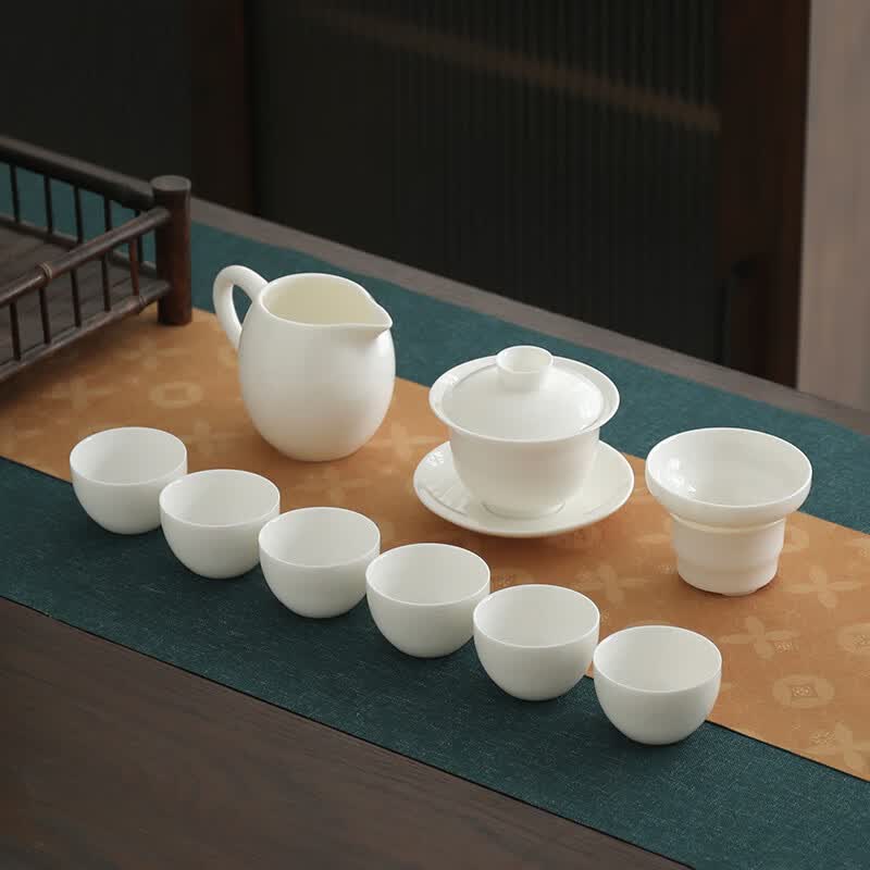 静瓷斋功夫茶具套装家用白瓷羊脂玉泡茶盖碗茶壶茶杯礼盒装 夏雪盖碗9头大度杯怎么样,好用不?