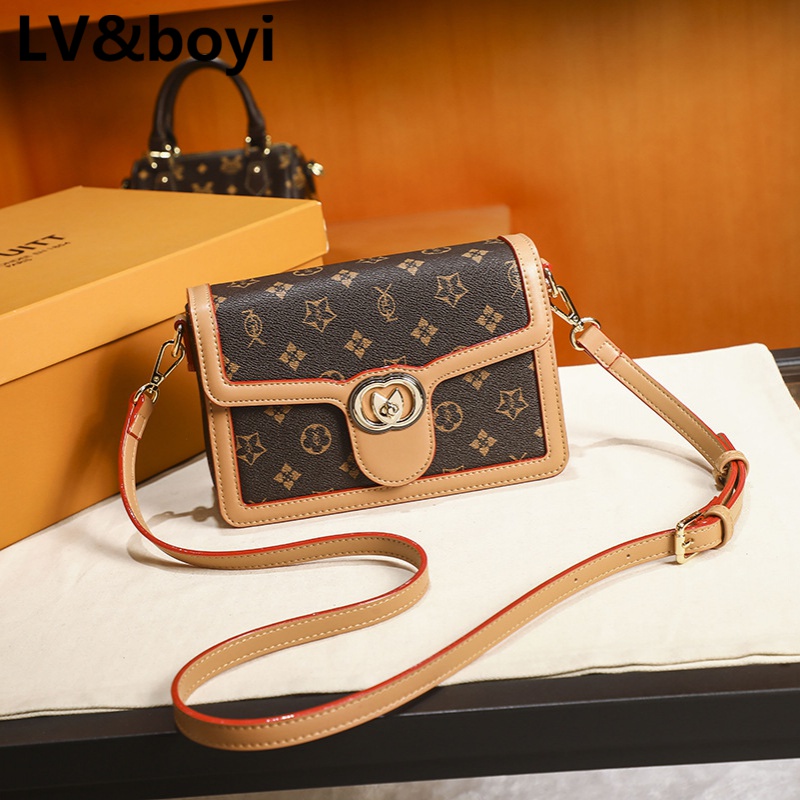 lvboyi包包女2023新款时尚百搭网红洋气印花单肩斜挎链条小方包潮
