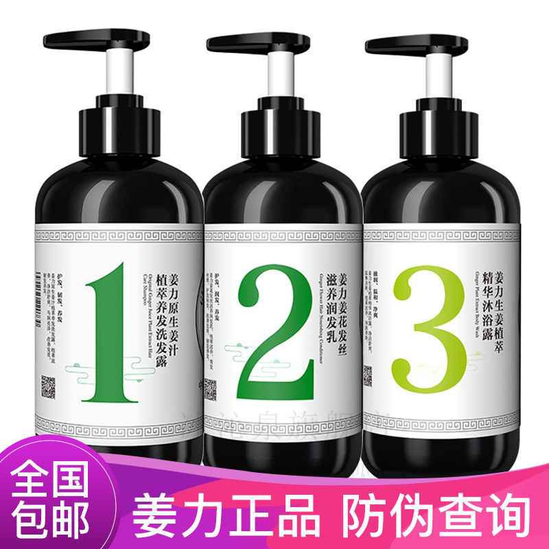 姜力1号生姜洗发水控油清爽套装（1号洗发水+2号润发乳+3号沐浴露）