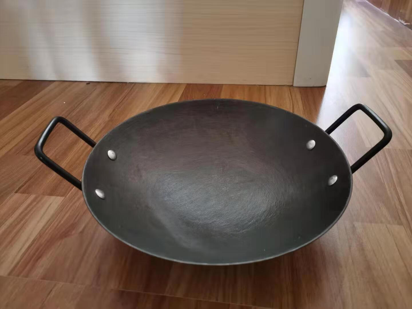 双耳铁锅老式炒锅无涂层加厚圆底尖底家用铸铁锅生铁锅干锅不粘 28cm