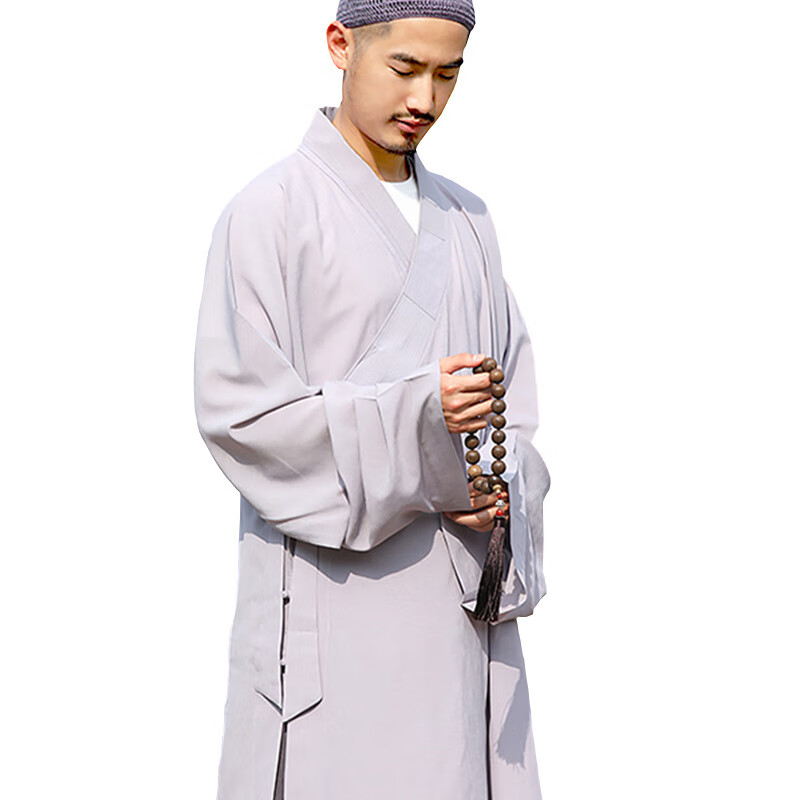 范哲莎出家人僧服多丽丝长褂透气大褂男方丈师父禅修服装 白灰色 35