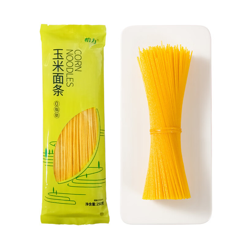 怡力0脂肪玉米面条250克/袋  东北玉米面条纯玉米碴条粗粮杂粮麻辣烫