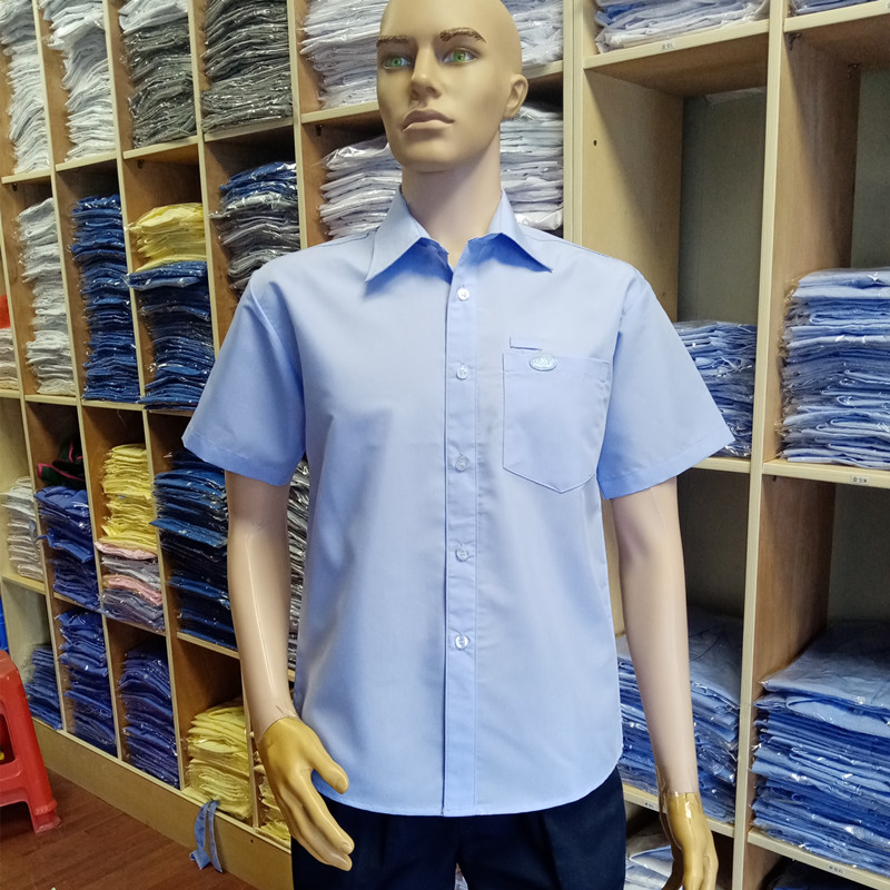 梦鸥亭蓝思科技工作服厂服男装短袖衬衫湖南夏季方领衬衣薄款上班工衣