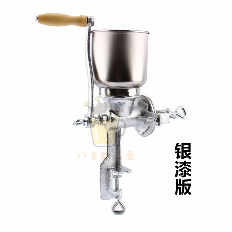 山头林村手摇粉碎机磨粉机   自酿啤酒可调手动手摇大麦芽碾磨研磨机