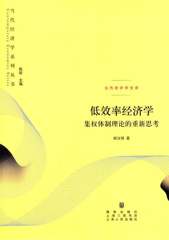 低效率经济学:集权体制理论的重新思考 胡汝银, 陈昕【正版】