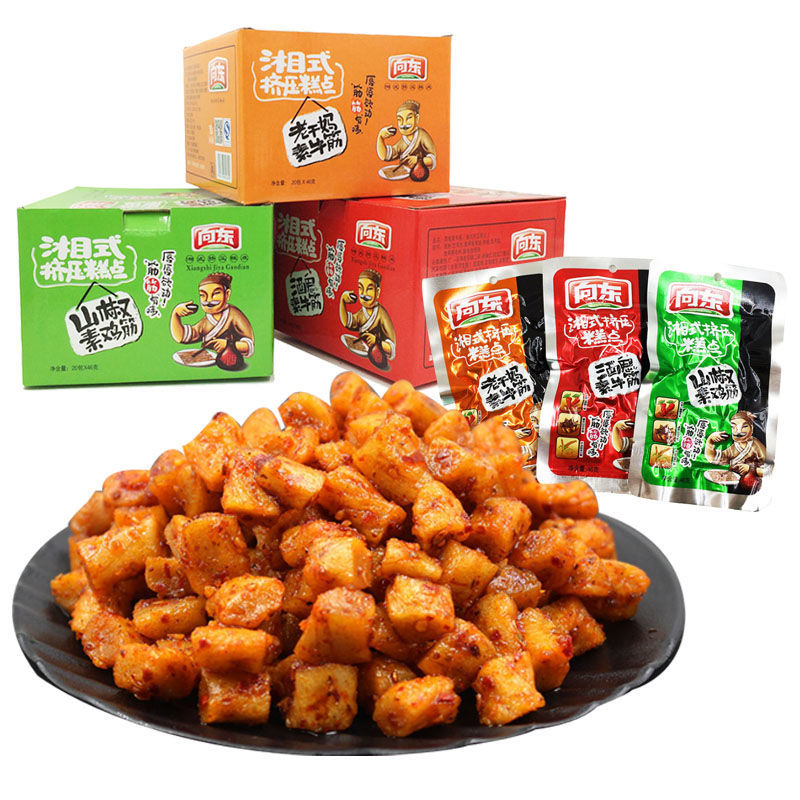 向东百汇香原向东辣条素鸡筋素牛筋老干妈味山椒味麻辣小吃零食品