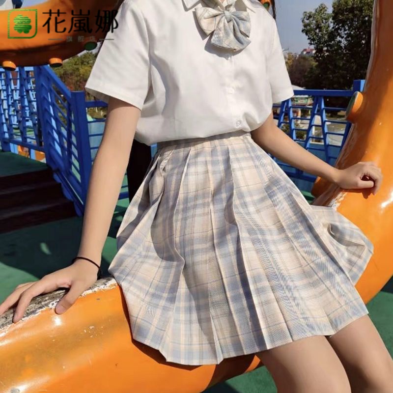 花岚娜 柠檬海盐日系jk制服短裙夏日和风铃百褶裙学院风校服dk格子