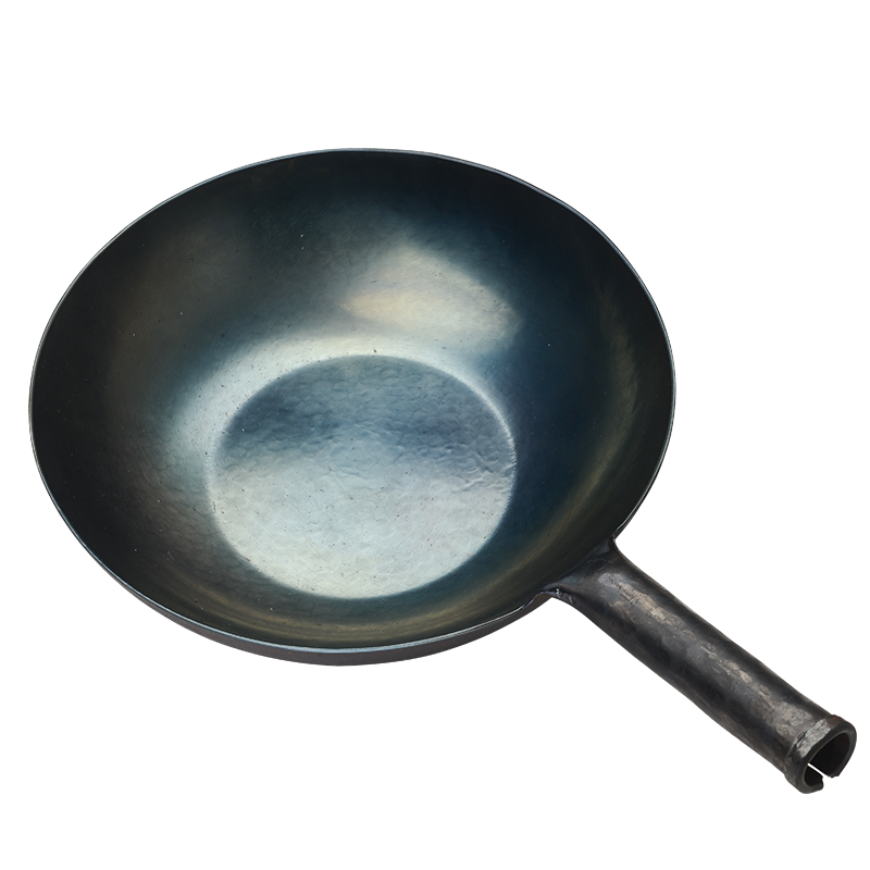 章丘鐵鍋正宗手工鍛打鐵鍋炒菜鍋無(wú)涂層物理不粘鍋少油煙平底炒鍋 古斗 鐵把 32cm
