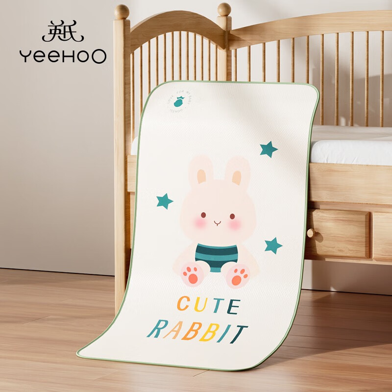 英氏（YEEHOO）新生婴儿床凉席宝宝透气吸汗冰丝儿童幼儿园专用可水洗床垫夏 吉祥兔（小号）+收纳袋