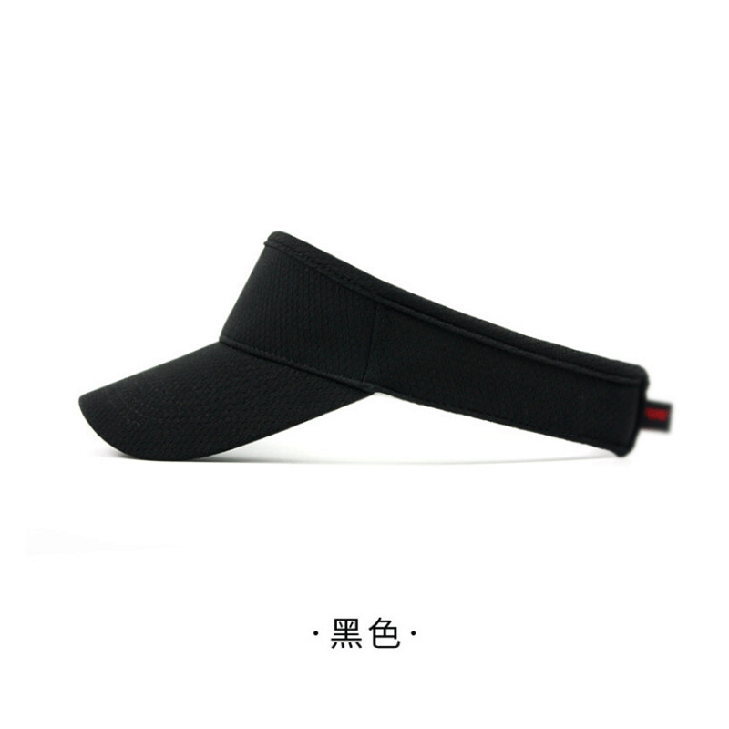 印字女男跑步速干吸汗马拉松遮阳无顶网球帽 黑色 可调节头围54-60cm