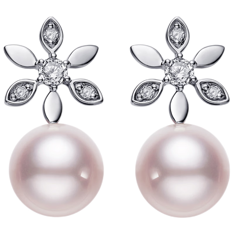 CIRCLE玫瑰劉亦菲同款木蘭系列akoya海水珍珠耳釘耳環(huán)18K金生日禮物 珍珠耳釘