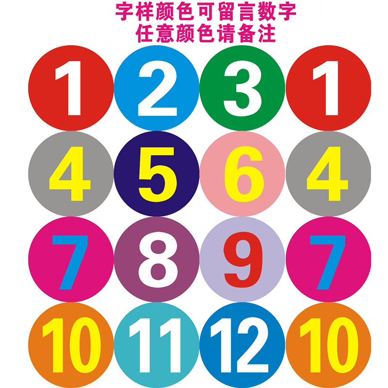 skids大号10cm防水圆形数字贴不干胶顺序标签楼梯活动号码贴纸1-1000