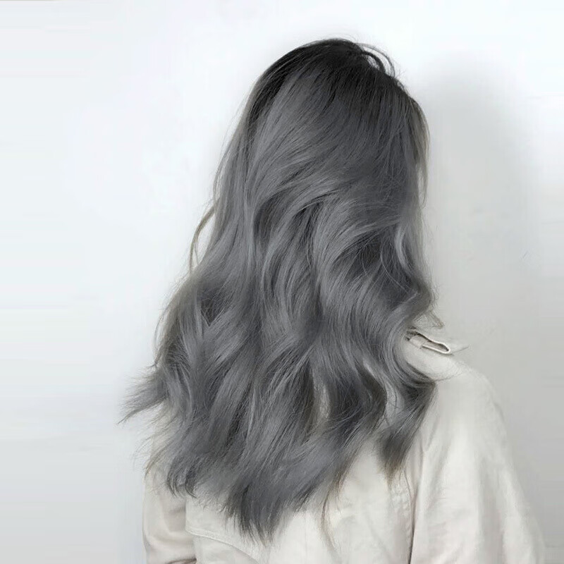 2021新款奶奶灰染发膏灰色蓝灰色流行色自己在家染头发 铅笔灰 褪色粉