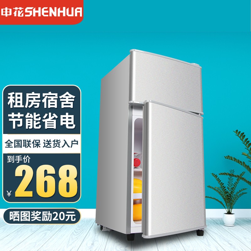 申花（SHENHUA）双门迷你冰箱 家用小型两门 快速冻保鲜