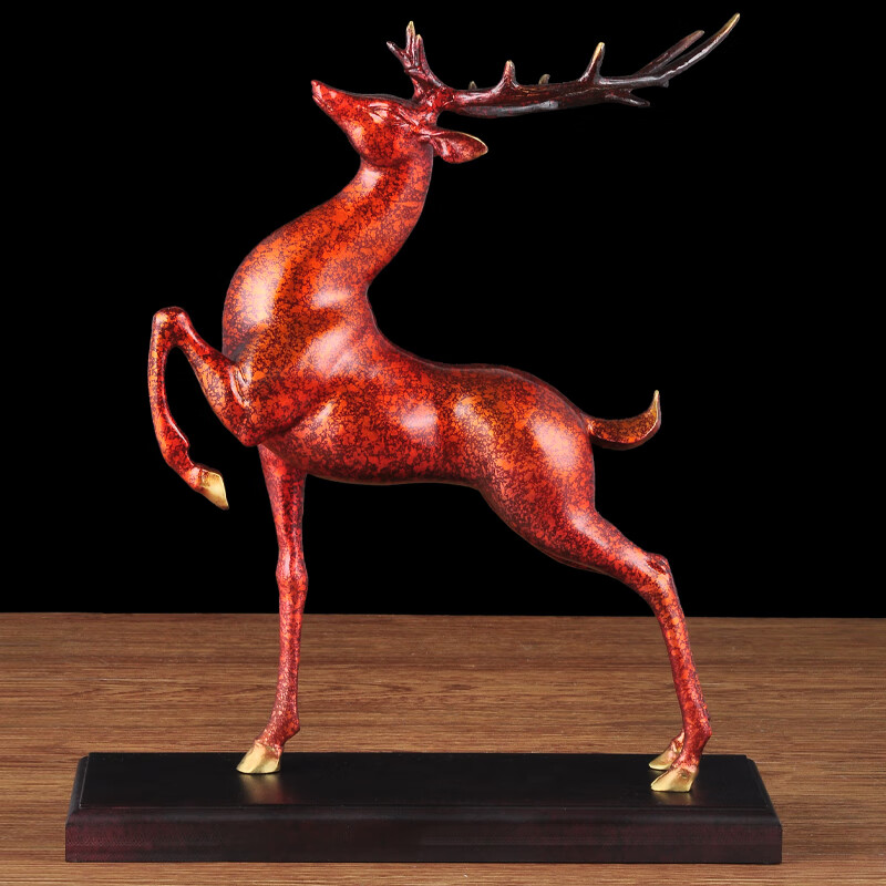 莲善堂梅花鹿摆件铜鹿 客厅装饰品老板桌摆设瑞鹿工艺品乔迁新居礼品