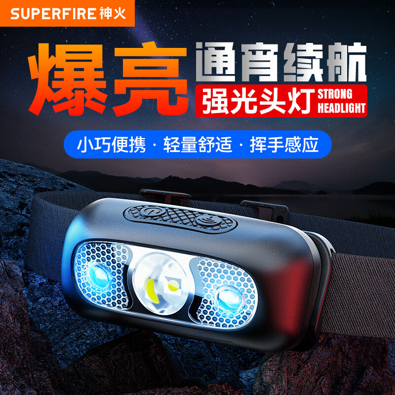 神火（SupFire）RT04感应头灯超长续航LED夜钓强光充电超亮远射防水赶海工作钓鱼