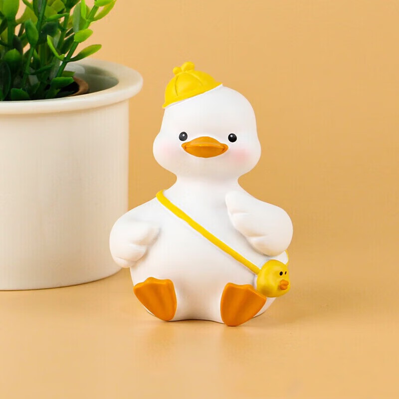 高颜值家居桌面装饰品治愈小物件办公室桌面摆件 很乖鸭【白色大号】