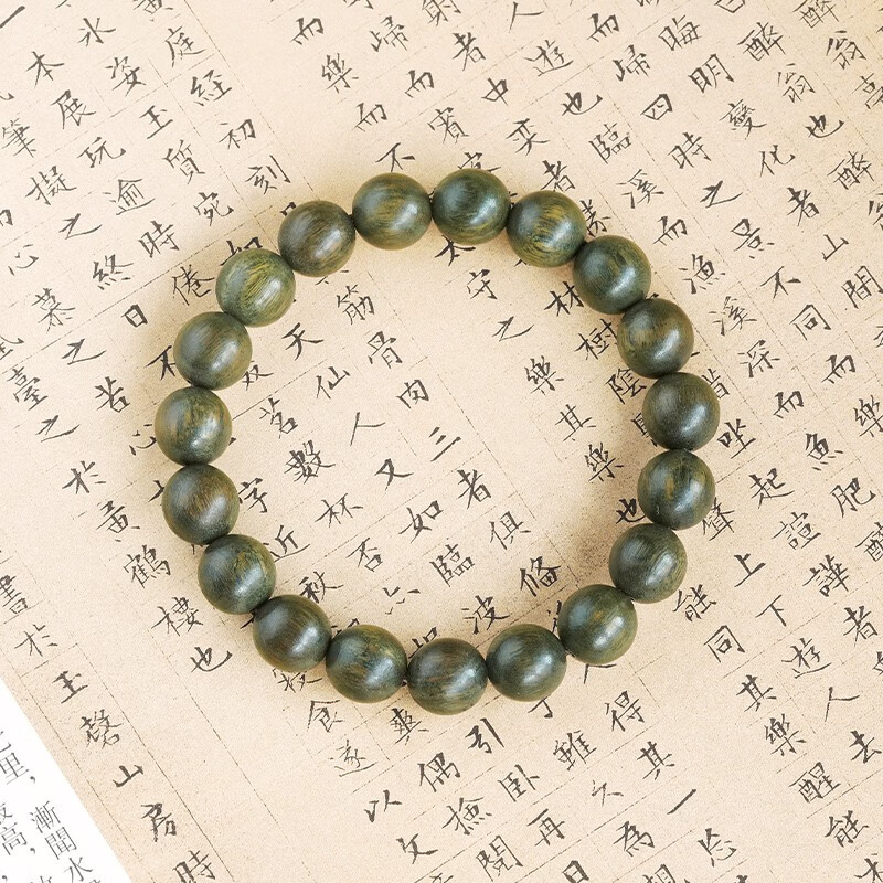 陈一柠绿檀手串天然阿根廷檀香木质男士女款盘玩文玩手链念珠檀木佛珠 天然绿檀香10mm*19颗【沉水级】