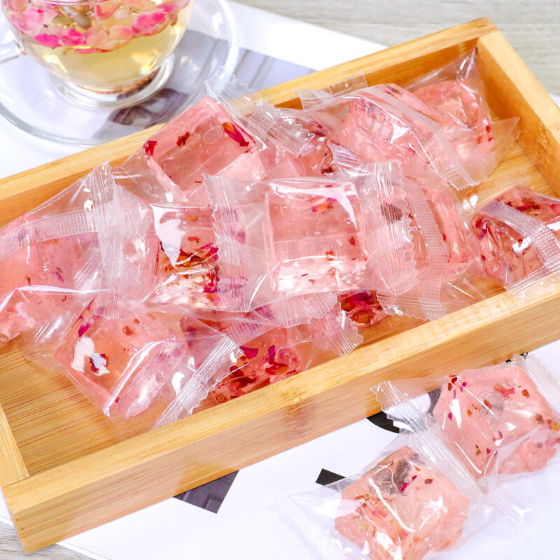 私房猫玫瑰花糕零食 200克/袋 广西桂林特产小吃散装独立包装 玫瑰花水晶糕