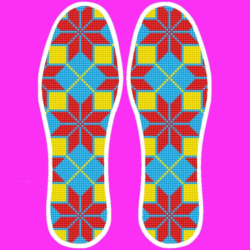 新款纯棉加厚鞋垫十字绣鞋垫子手工带针线绣花印花不褪色g 八角花 45