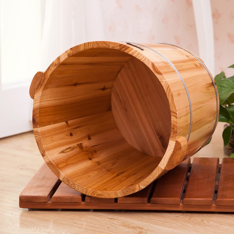 泡脚桶桶木质桶加高加深过膝高深桶小型蒸汽熏蒸双人双人 40高单木桶