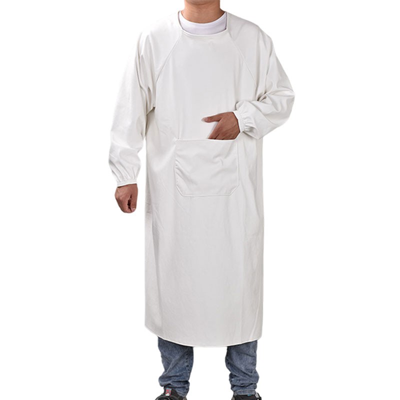 2米 皮革罩衣防水防油长袖围裙男女反穿衣加大软皮工作服厨房围腰