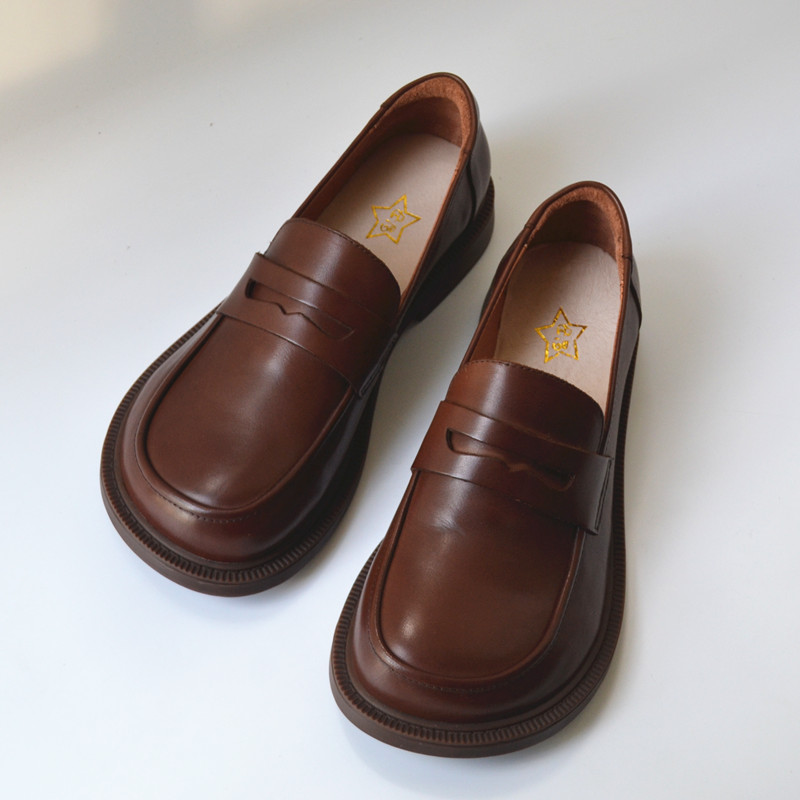 比克尼可男士大头皮鞋真1皮复古男生一脚蹬时尚潮流英伦风宽版商务