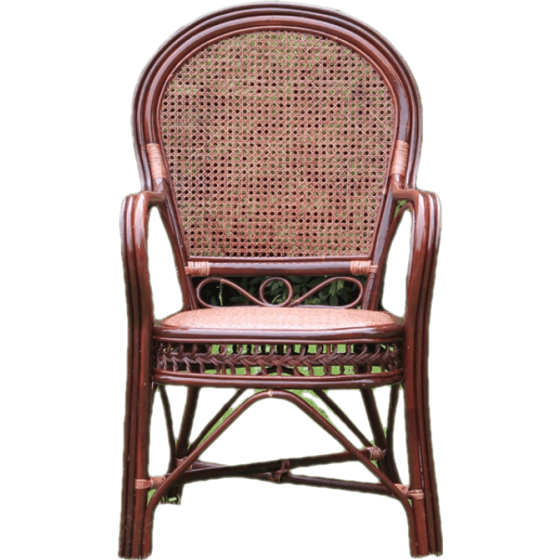 藤椅家用真藤单人腾椅办公椅户外休闲椅老人藤椅高靠背藤椅阳台客厅  升级宽编款黄色