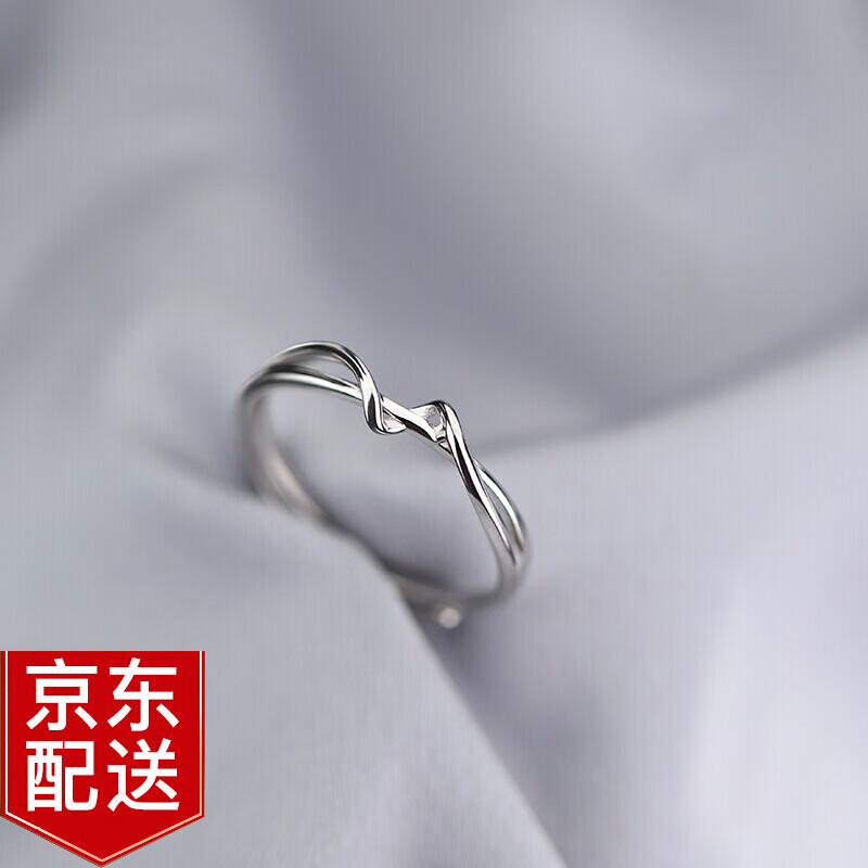 YYEU925银简约线条戒指女几何绕指柔指环冷淡开口食指戒饰品 925银简约线条戒指