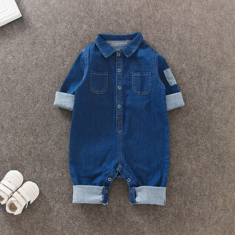 刚出生婴儿幼儿衣服0到一岁小孩0-1岁宝宝婴儿牛仔连体哈衣爬行衣男女