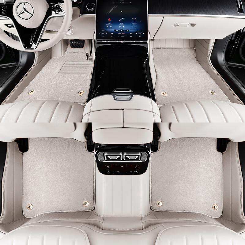 沃丹真皮全包围汽车脚垫适用于奔驰E300L GLE350 C260L S400L GLC260L 玛奇朵(环保皮双层脚垫) 奔驰GLS400 六座/七座