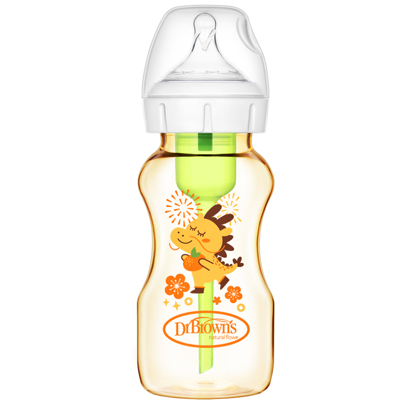 布朗博士PPSU奶瓶 3-6月新生婴儿防胀气防呛 防摔宽口径奶瓶270ml 金龙