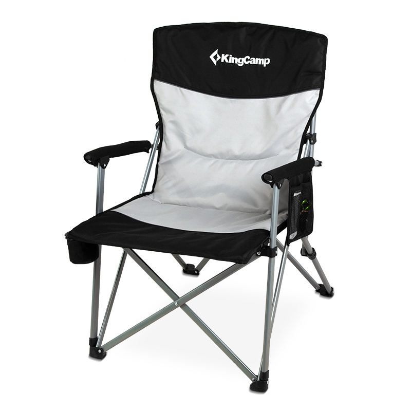 KingCamp折叠椅 户外桌椅阳台休闲椅子办公椅午休椅沙滩椅导演椅扶手椅 便携式靠椅带杯托 加厚夹棉 KC1914黑