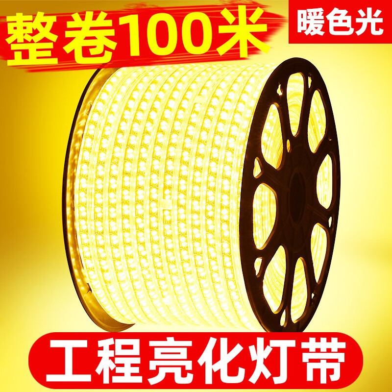 梵耀户外led灯带暖色3000k防水100米景观亮化灯条超亮室外装饰200v 50米【72珠暖光3000k】 灯珠数越多越亮