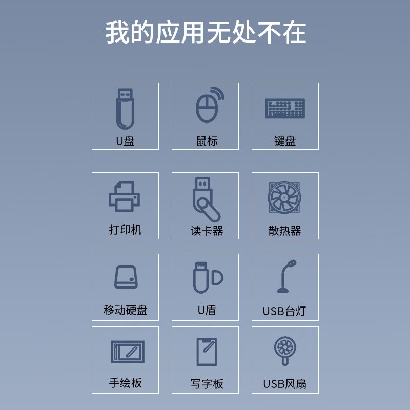 金佳佰业USB分线器2.0 4口HUB集线器扩展坞 笔记本电脑一拖四转换器多接口延长线z501 1.2米带供电
