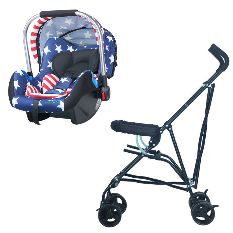迪士尼婴儿提篮式儿童汽车安全座椅配推车宝宝摇篮新生儿车载座椅 美国队长+推车支架(提篮汽车安全座椅)