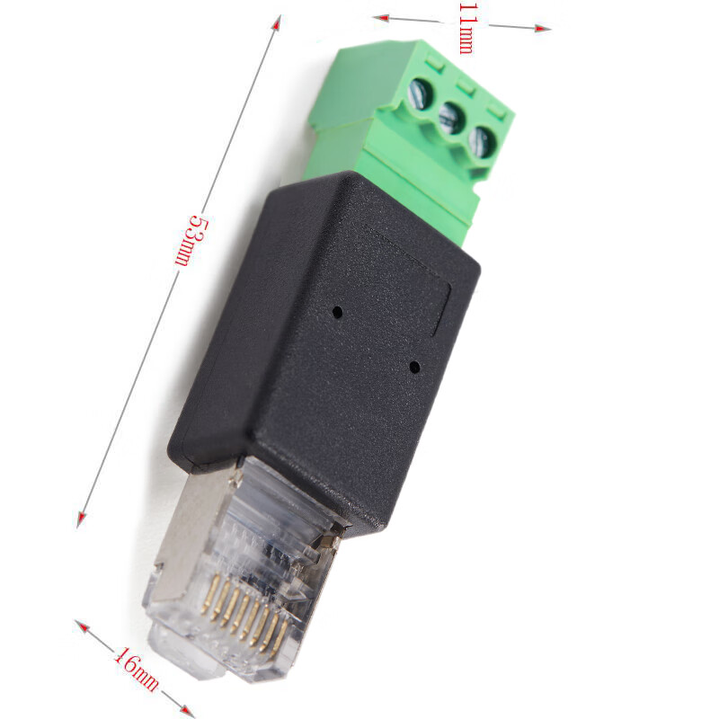 赞璐桐rj45转rs485端子8p8c绿色接线端子简易水晶头接线rj45转3pin