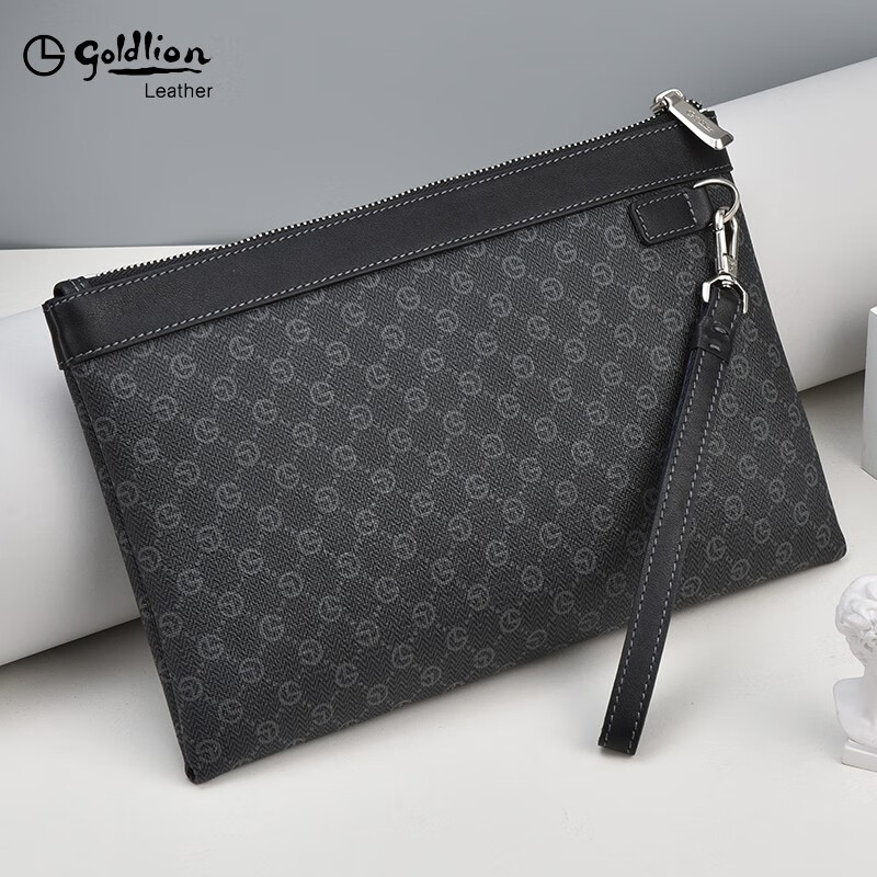 金利来手包男新款时尚潮流手抓包大容量多功能男士包包pvc信封包 假一