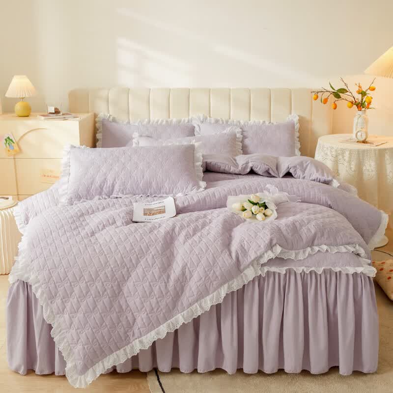 玛奇朵-浅紫 床裙150*200cm四件套-被套200*23