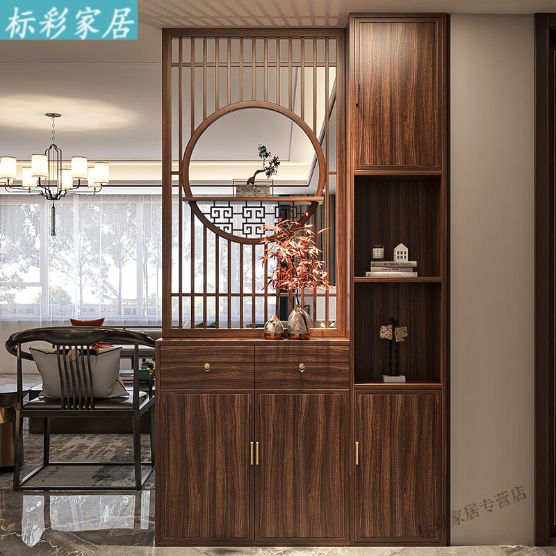正对入户进门遮挡 新中式进门屏风隔断客 定制尺寸造型,联系制作效果